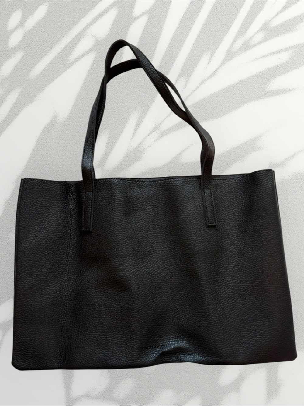 Vince Camuto Black Pebbled Vegan Leather Tote